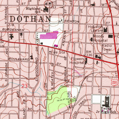 United States Geological Survey Dothan West, AL (1969, 24000-Scale) digital map