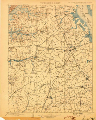 United States Geological Survey Dover, DE-MD-NJ (1899, 125000-Scale) digital map