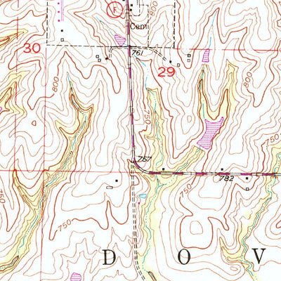 United States Geological Survey Dover, MO (1950, 24000-Scale) digital map
