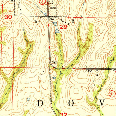 United States Geological Survey Dover, MO (1951, 24000-Scale) digital map