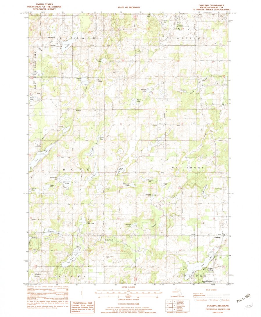 Dowling, MI (1982, 24000Scale) Map by United States Geological Survey Avenza Maps