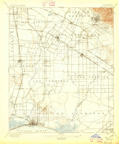 United States Geological Survey Downey, CA (1896, 62500-Scale) digital map