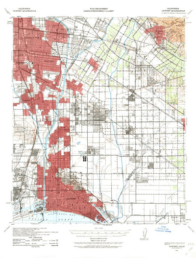 United States Geological Survey Downey, CA (1943, 62500-Scale) digital map