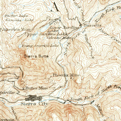 United States Geological Survey Downieville, CA (1891, 125000-Scale) digital map