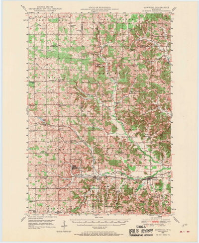United States Geological Survey Downing, WI (1948, 62500-Scale) digital map