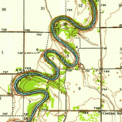 United States Geological Survey Drayton, ND-MN (1939, 62500-Scale) digital map