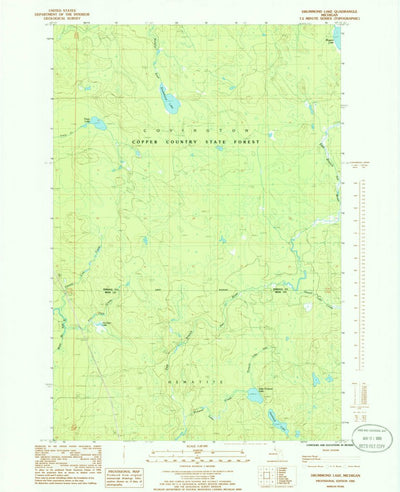 United States Geological Survey Drummond Lake, MI (1985, 24000-Scale) digital map