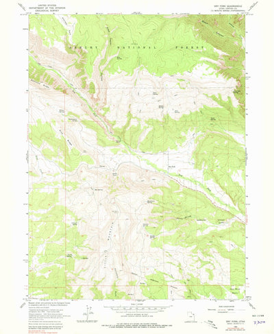 United States Geological Survey Dry Fork, UT (1966, 24000-Scale) digital map