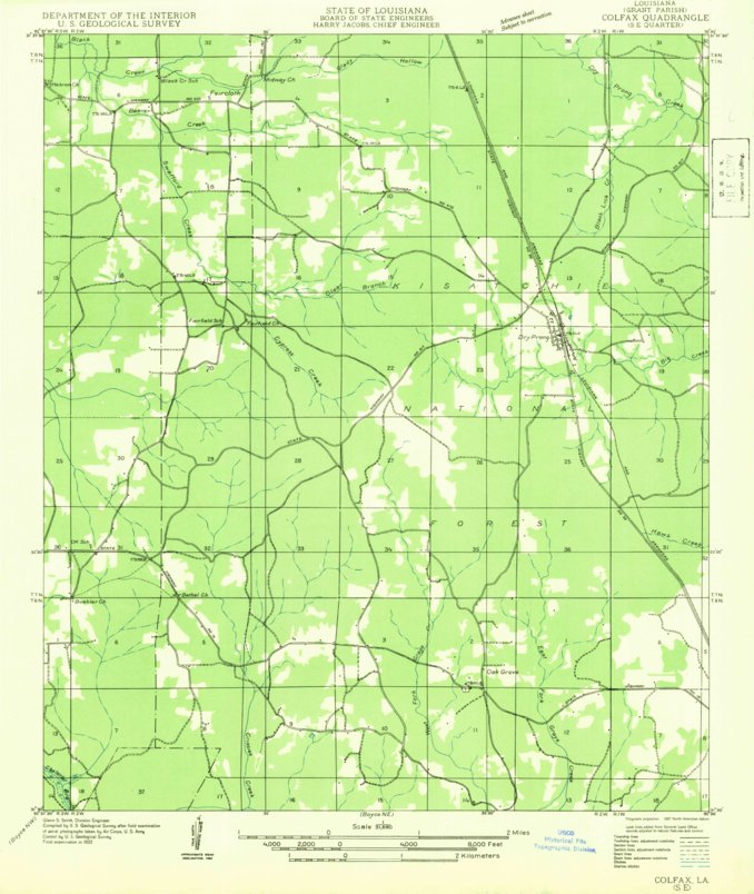 Dry Prong, LA (1932, 31680Scale) Map by United States Geological