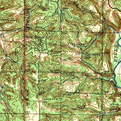 United States Geological Survey Drynob, MO (1943, 62500-Scale) digital map