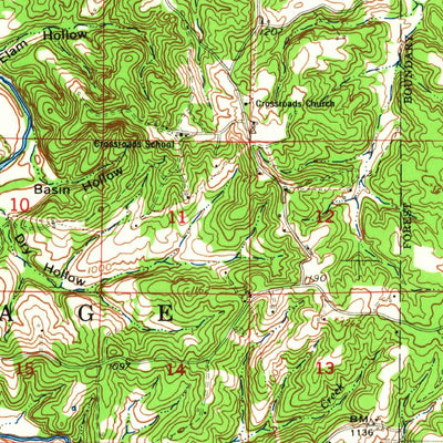 United States Geological Survey Drynob, MO (1954, 62500-Scale) digital map