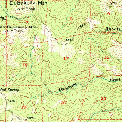 United States Geological Survey Dubakella Mountain, CA (1954, 62500-Scale) digital map