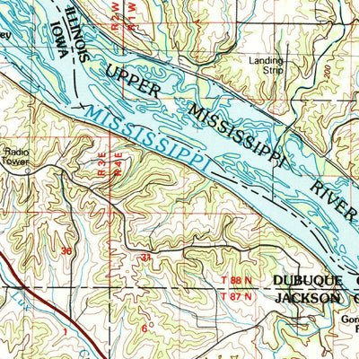United States Geological Survey Dubuque South, IA-IL (1984, 100000-Scale) digital map