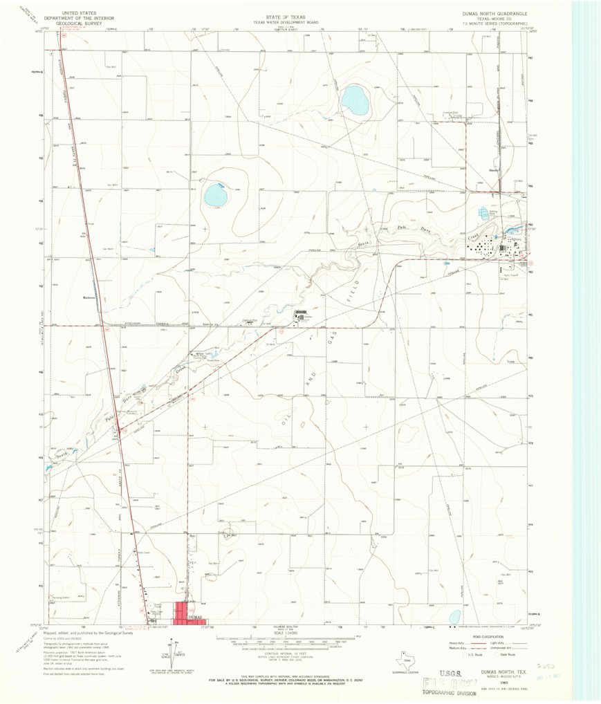 Dumas North, TX (1965, 24000-Scale) Map by United States Geological ...