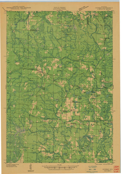 United States Geological Survey Dunbar, WI (1941, 48000-Scale) digital map