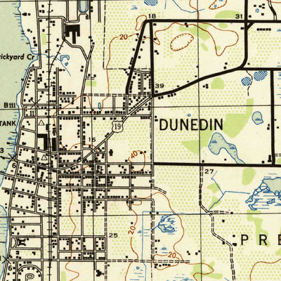 United States Geological Survey Dunedin, FL (1943, 31680-Scale) digital map