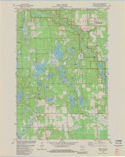 United States Geological Survey Dunn Lake, WI (1982, 24000-Scale) digital map