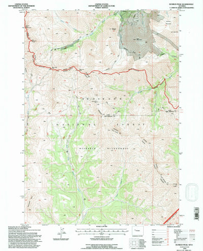 United States Geological Survey Dunrud Peak, WY (1991, 24000-Scale) digital map