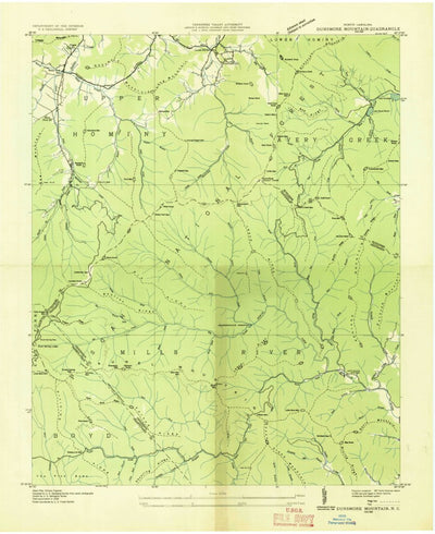 United States Geological Survey Dunsmore Mountain, NC (1936, 24000-Scale) digital map