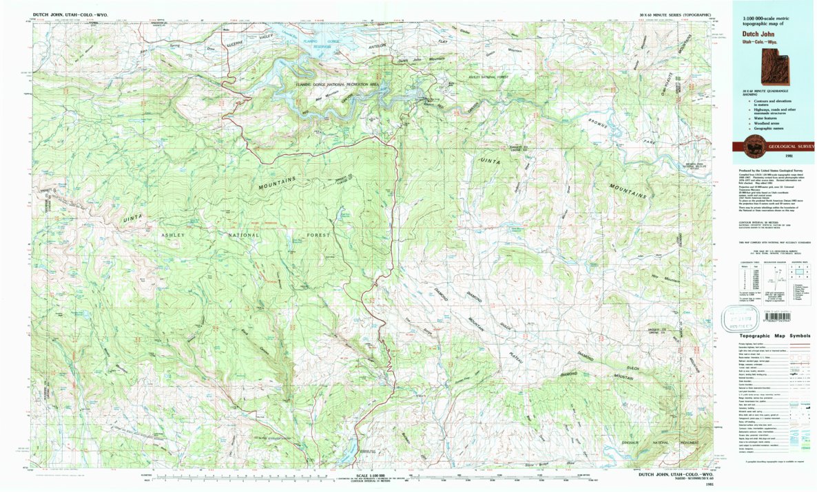 Dutch John, UT-CO-WY (1981, 100000-Scale) Map by United States ...