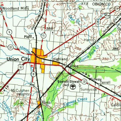 United States Geological Survey Dyersburg, TN-KY-MO-IL-AR (1956, 250000-Scale) digital map