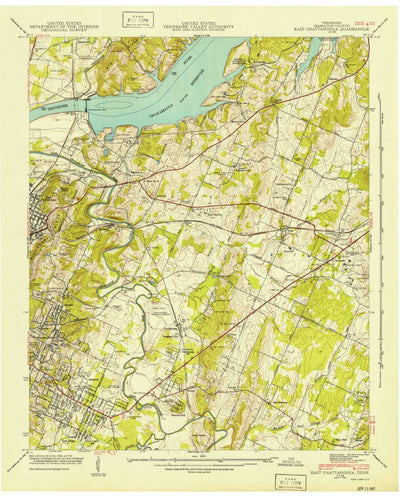 United States Geological Survey East Chattanooga, TN (1942, 24000-Scale) digital map