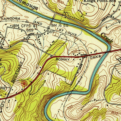 United States Geological Survey East Chattanooga, TN (1942, 24000-Scale) digital map
