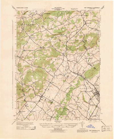 United States Geological Survey East Greenville, PA (1943, 31680-Scale) digital map