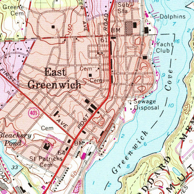 United States Geological Survey East Greenwich, RI (1957, 24000-Scale) digital map