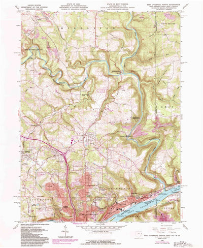 United States Geological Survey East Liverpool North, OH-PA-WV (1960, 24000-Scale) digital map