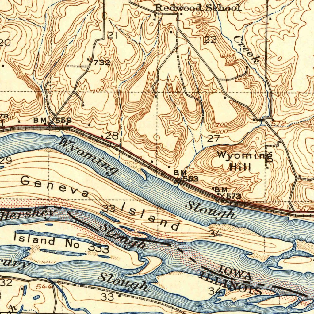 Edgington, IL-IA (1916, 62500-Scale) Map by United States Geological ...