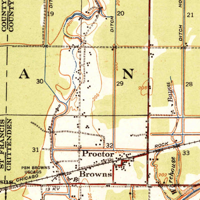 United States Geological Survey Edmondson, AR-TN (1939, 62500-Scale) digital map