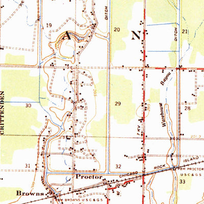 United States Geological Survey Edmondson, AR-TN (1954, 62500-Scale) digital map