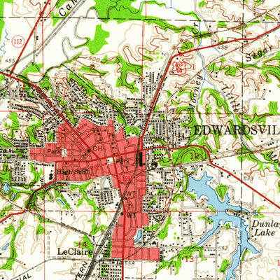 United States Geological Survey Edwardsville, IL (1954, 62500-Scale) digital map