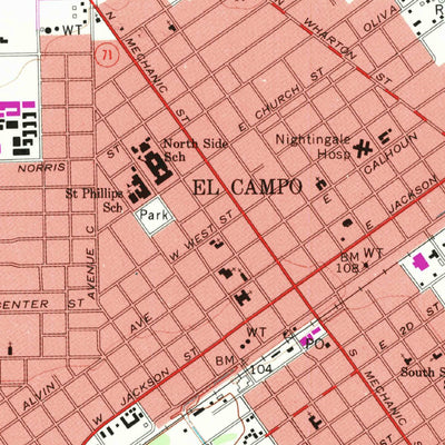 United States Geological Survey El Campo, TX (1965, 24000-Scale) digital map