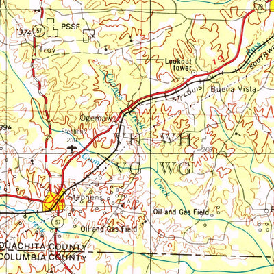 United States Geological Survey El Dorado, AR-LA (1953, 250000-Scale) digital map