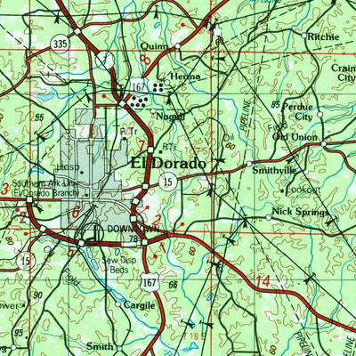 United States Geological Survey El Dorado, AR-LA (1989, 250000-Scale) digital map