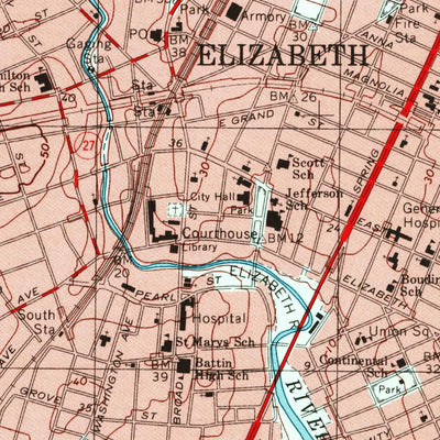 United States Geological Survey Elizabeth, NJ-NY (1995, 24000-Scale) digital map