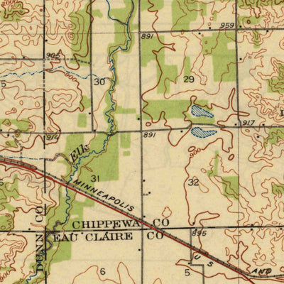 United States Geological Survey Elk Mound, WI (1936, 62500-Scale) digital map