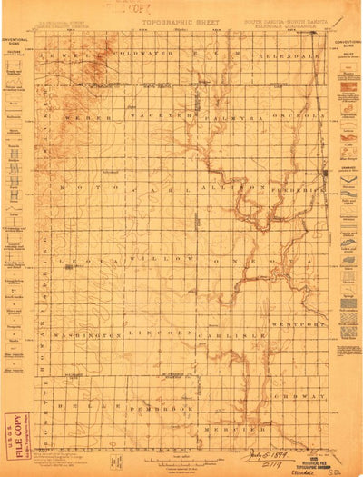 United States Geological Survey Ellendale, ND-SD (1899, 125000-Scale) digital map