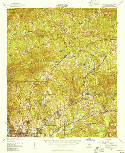 United States Geological Survey Ellerslie, GA-AL (1950, 62500-Scale) digital map