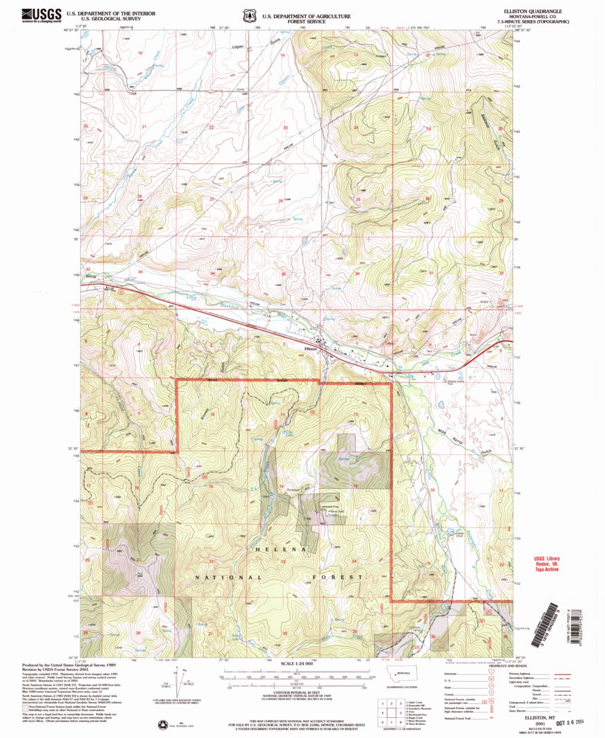 Elliston, MT (2001, 24000Scale) Map by United States Geological Survey