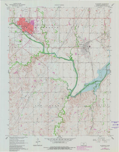 United States Geological Survey Ellsworth, KS (1957, 24000-Scale) digital map