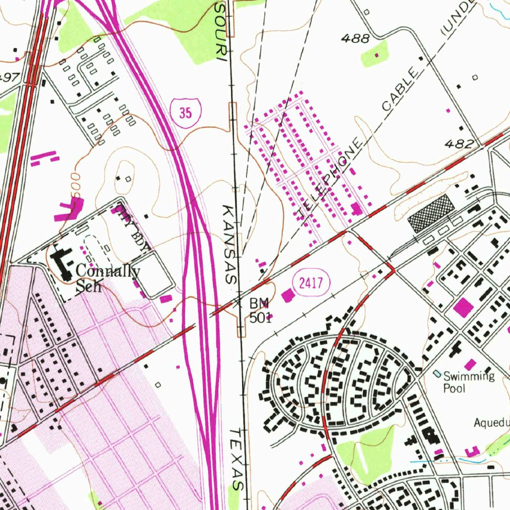 Elm Mott, TX (1957, 24000Scale) Map by United States Geological Survey Avenza Maps