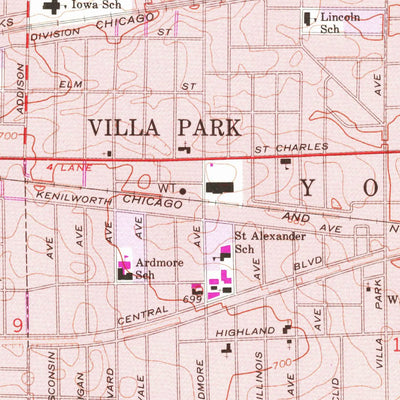 United States Geological Survey Elmhurst, IL (1963, 24000-Scale) digital map