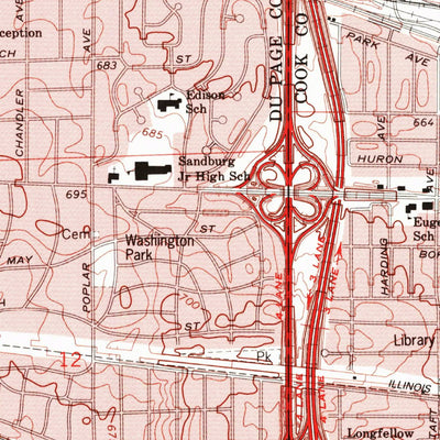 United States Geological Survey Elmhurst, IL (1993, 24000-Scale) digital map