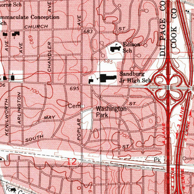 United States Geological Survey Elmhurst, IL (1997, 24000-Scale) digital map