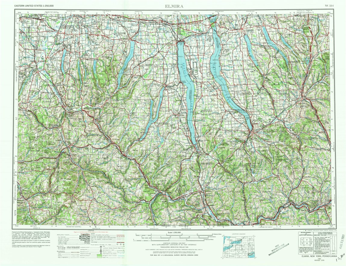 Elmira, NY-PA (1962, 250000-Scale) Map by United States Geological ...