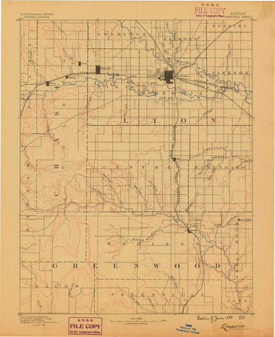 United States Geological Survey Emporia, KS (1888, 125000-Scale) digital map