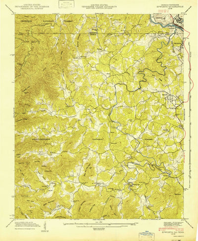 United States Geological Survey Epworth, GA-TN (1942, 24000-Scale) digital map
